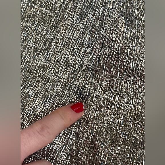 60s Vintage Silver Eyelash Tinsel Mini Dress with Black Fringe - Picture 11 of 15